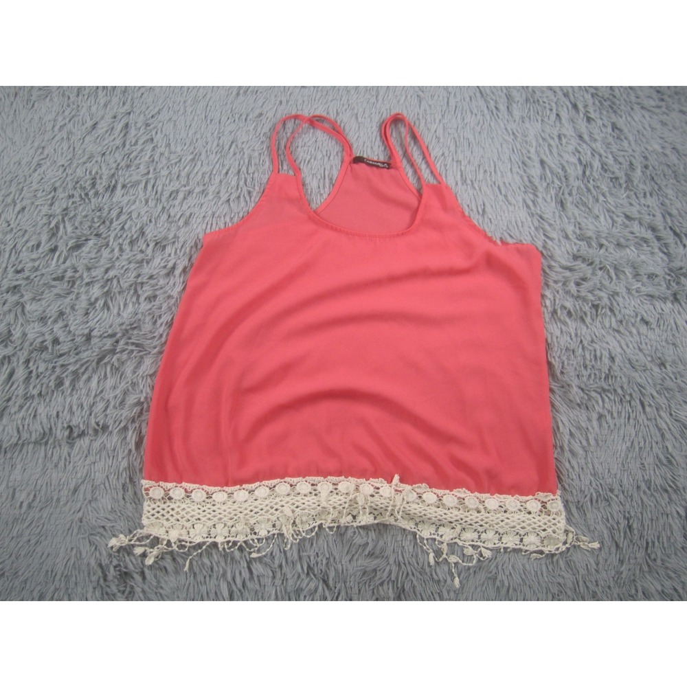 Caramela Tank Top Womens‎ Large Orange Sleeveless Crochet Trim